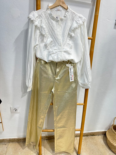 Pantalón wide leg gold