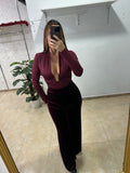 Pantalon terciopelo burdeos