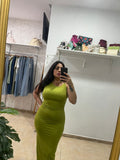 Vestido aplique verde pistacho