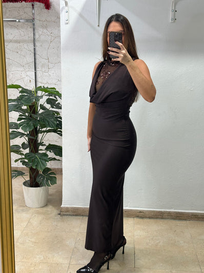 Vestido joya chocolate