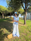 Conjunto flores celeste