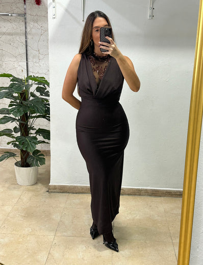 Vestido joya chocolate