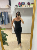 Vestido raso lentejuelas negro