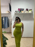 Vestido aplique verde pistacho