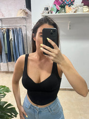 Top corsetero negro