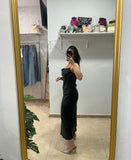 Vestido raso lentejuelas negro