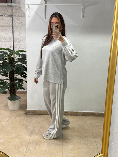 Conjunto rayas gris