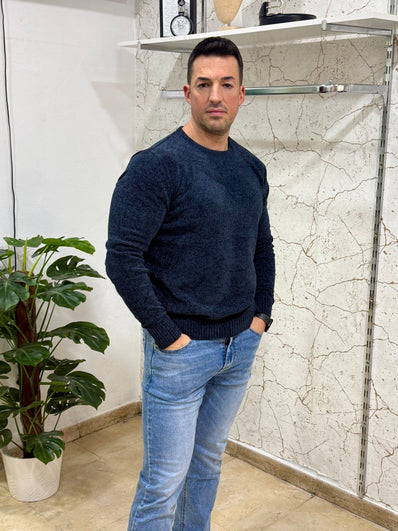 Jersey chenilla azul marino