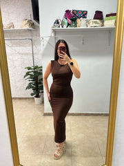 Vestido aplique chocolate