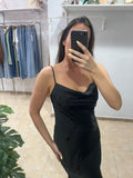 Vestido raso lentejuelas negro