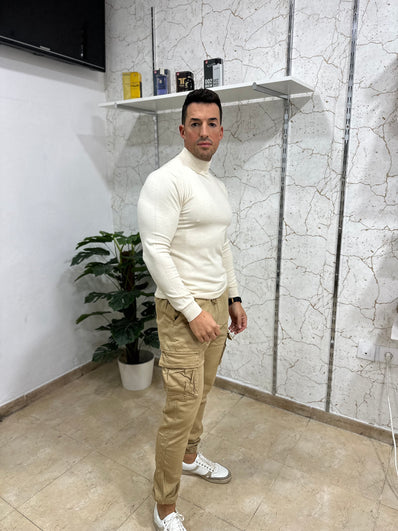 Pantalón cargo beige