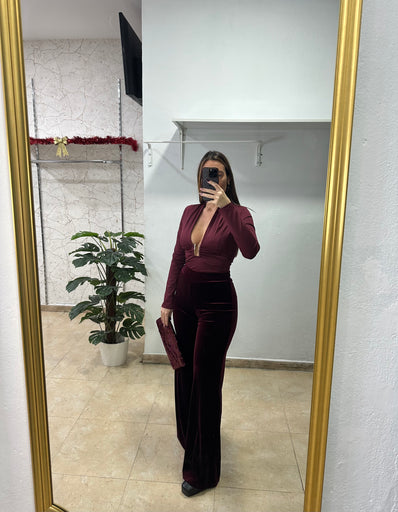 Pantalon terciopelo burdeos