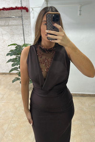 Vestido joya chocolate