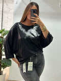 Blusa metalizada negra